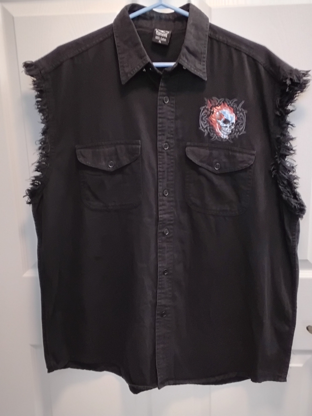Vintage Lightning Clothing Flaming Skull Biker Men's Shirt Size XL